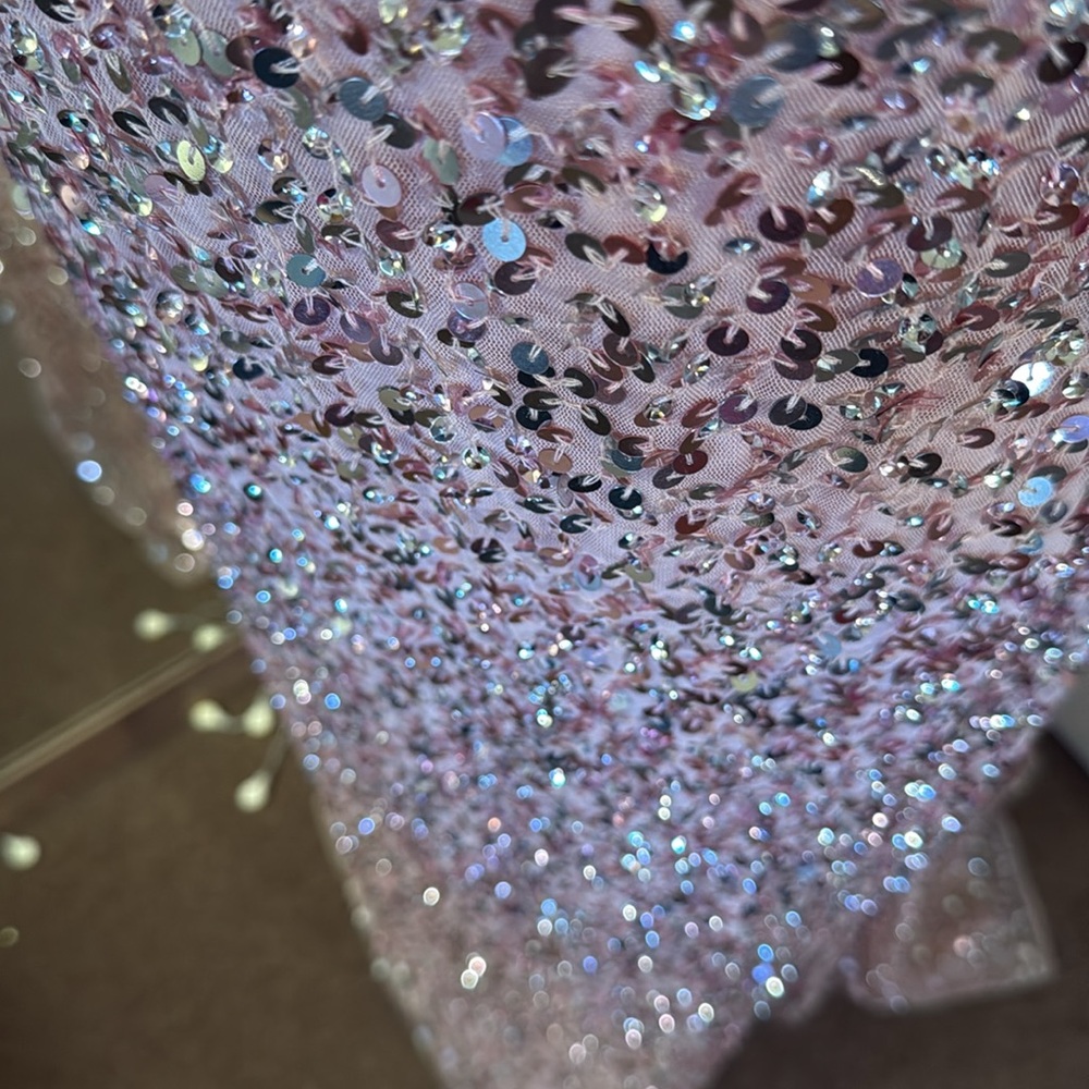 MAC DUGGAL
Pink Sequined Low Back Slip Gown - Picture 7 of 17